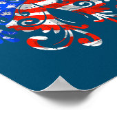 Butterfly USA Flag Niedlich 4. Juli Funny Gift Poster (Ecke)