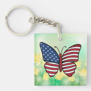Butterfly USA Flag Sublimierung-62614 Schlüsselanhänger