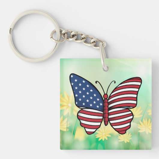 Butterfly USA Flag Sublimierung-62614 Schlüsselanhänger (Vorderseite)