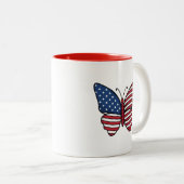 Butterfly USA Flag Sublimierung-62614 Zweifarbige Tasse (VorderseiteRechts)
