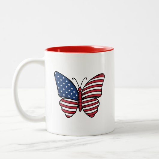 Butterfly USA Flag Sublimierung-62614 Zweifarbige Tasse (Links)