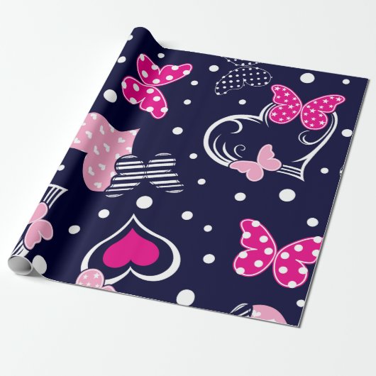 Butterfly Valentine Heart | Valentine Gift Wrap Geschenkpapier (Ungerollt)