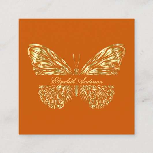 Butterfly verbrannter orangefarbener QR-Code Quadratische Visitenkarte (Vorderseite)