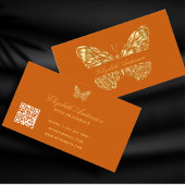 Butterfly verbranntes orangefarbenes Gold QR-Code Visitenkarte