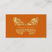 Butterfly verbranntes orangefarbenes Gold QR-Code Visitenkarte (Vorderseite)