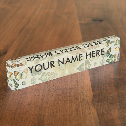 Butterfly Vintag Antique Butterfells Kunst Namensplakette (Seite)