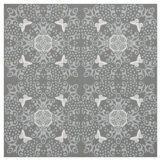 Butterfly Vintag Look Muster Grau Stoff (Muster)