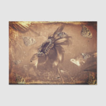Butterfly Vintag Sonnenblume Dunkler Sepia Negativ