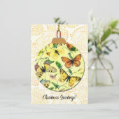 Butterfly Vintag Style Weihnachtsschmuckkarte Dankeskarte (Stehend Vorderseite)