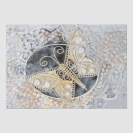 Butterfly Vintager Romantischer Goldschwarz Seidenpapier