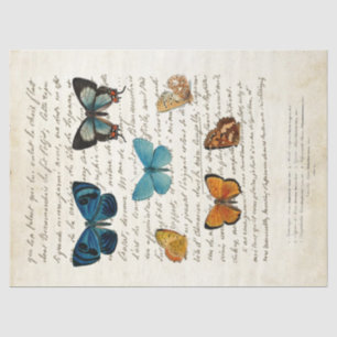 Butterfly Vintages französisches Script Vintag Dec Seidenpapier