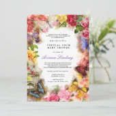 Butterfly Virtual Online Baby Dusche Einladung (Stehend Vorderseite)