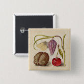 Butterfly Walnut Blume Cherry Wasserfarbe Kunst Button (Vorne & Hinten)