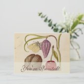 Butterfly Walnut Blume Cherry Wasserfarbe Kunst Einladung (Stehend Vorderseite)