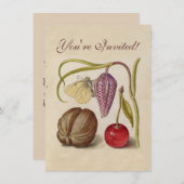 Butterfly Walnut Blume Cherry Wasserfarbe Kunst Einladung (Vorne/Hinten)