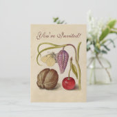 Butterfly Walnut Blume Cherry Wasserfarbe Kunst Einladung (Stehend Vorderseite)