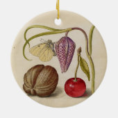 Butterfly Walnut Blume Cherry Wasserfarbe Kunst Keramikornament (Hinten)