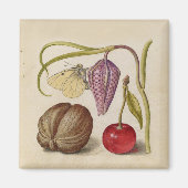 Butterfly Walnut Blume Cherry Wasserfarbe Kunst Magnet (Vorne)