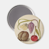 Butterfly Walnut Blume Cherry Wasserfarbe Kunst Magnet (Vorderseite/Rückseite)