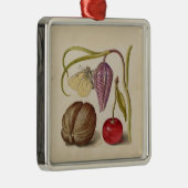 Butterfly Walnut Blume Cherry Wasserfarbe Kunst Ornament Aus Metall (Rechts)