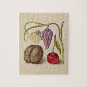 Butterfly Walnut Blume Cherry Wasserfarbe Kunst Puzzle