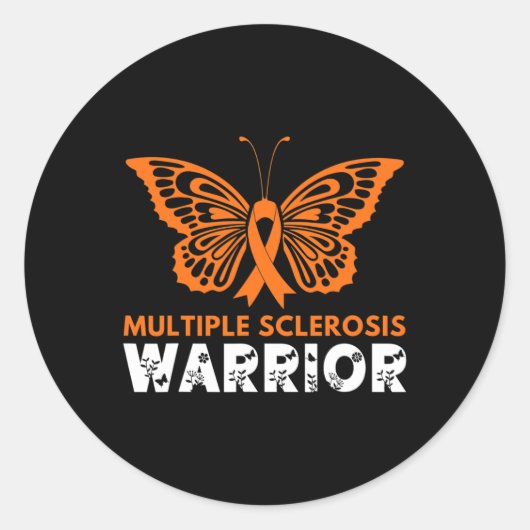 Butterfly Warrior Multiple Sklerose Bewusstsein Or Runder Aufkleber (Vorderseite)