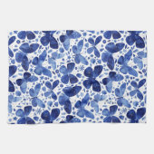 Butterfly Wasserfarbe Blau und Weiß Geschirrtuch (Horizontal)