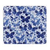 Butterfly Wasserfarbe Blau und Weiß Schneidebrett (Vorderseite)