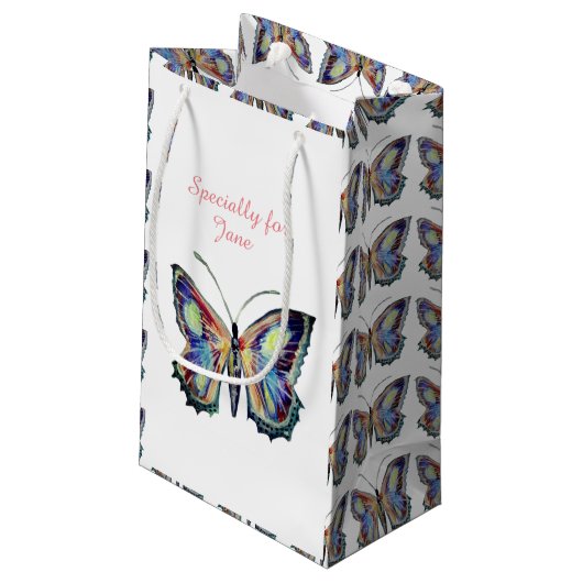 Butterfly-Wasserfarbe Kleine Geschenktüte (Rückseite Schrägansicht)