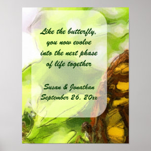 Butterfly Wasserfarbe Kunst Personalisierte Hochze Poster