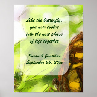 Butterfly Wasserfarbe Kunst Personalisierte Hochze Poster