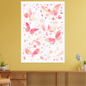 Butterfly Wasserfarbe Peach Koralle Rosa Leinwanddruck (Insitu (Wohnzimmer))
