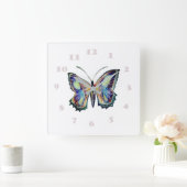 Butterfly-Wasserfarbe Quadratische Wanduhr (Zuhause)