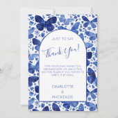 Butterfly Wasserfarben Muster Blau und Weiß Dankeskarte (Vorderseite)