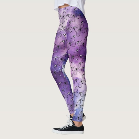 Butterfly Wasserfarbmuster Lila Leggings (Links)