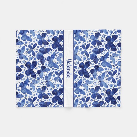 Butterfly Wasserfarbmuster Personalisiert Fleecedecke (Vorderseite (Horizontal))