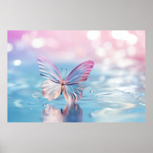 Butterfly Water Nature Serene Tranquil Poster