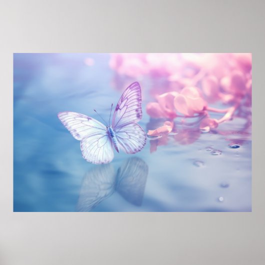 Butterfly Water Nature Serene Tranquil Poster (Vorne)