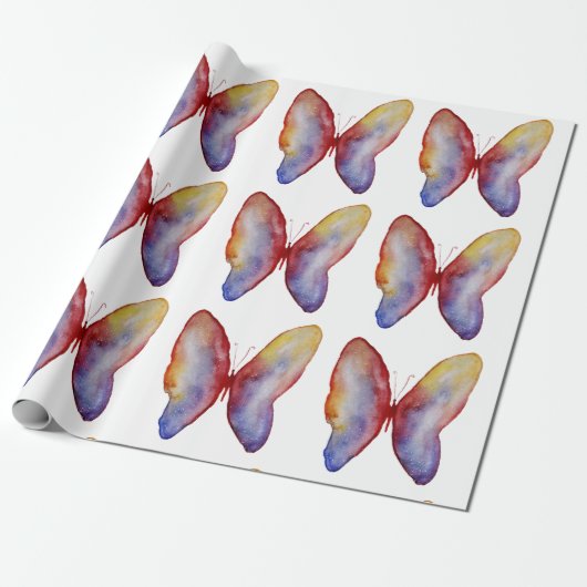 Butterfly Watercolor Art Matt Wrapping Paper Geschenkpapier (Ungerollt)