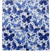 Butterfly Watercolor Blue Duschvorhang (Vorderseite)