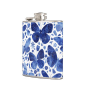 Butterfly Watercolor Blue Flachmann (Links)