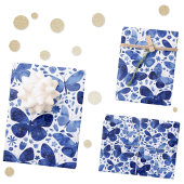 Butterfly Watercolor Blue Geschenkpapier Set