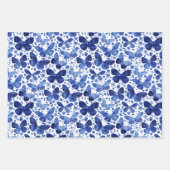 Butterfly Watercolor Blue Geschenkpapier Set (Vorderseite 2)