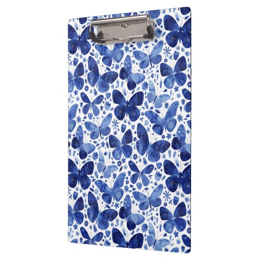 Butterfly Watercolor Blue Klemmbrett (Links)