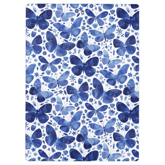 Butterfly Watercolor Blue Klemmbrett (Rückseite)