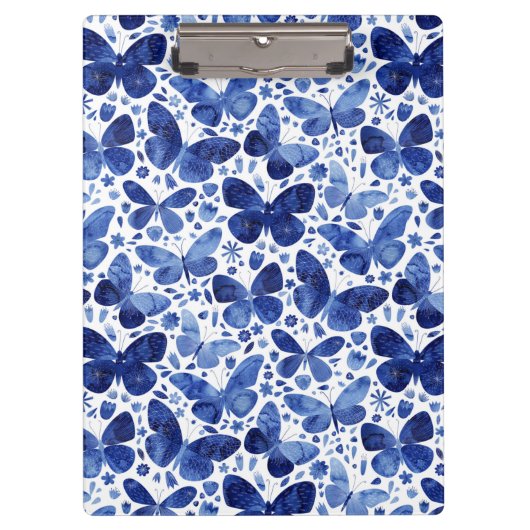 Butterfly Watercolor Blue Klemmbrett (Vorderseite)