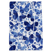 Butterfly Watercolor Blue Mittlere Geschenktüte (Rückseite)