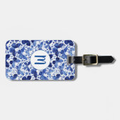 Butterfly Watercolor Blue Monogram Gepäckanhänger (Vorderseite horizontal)