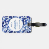 Butterfly Watercolor Blue Monogram Gepäckanhänger (Rückseite horizontal)