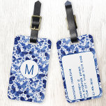 Butterfly Watercolor Blue Monogram Gepäckanhänger<br><div class="desc">Indigo blaue und weiße Schmetterlingsmalerei,  damit sich Ihre Reisetaschen von der Masse abheben. Originelle Kunst von Nic Squirrell. Ändern Sie die Anfangs- und Kontaktinformationen des Monogramms auf der Rückseite,  um sie zu personalisieren.</div>
